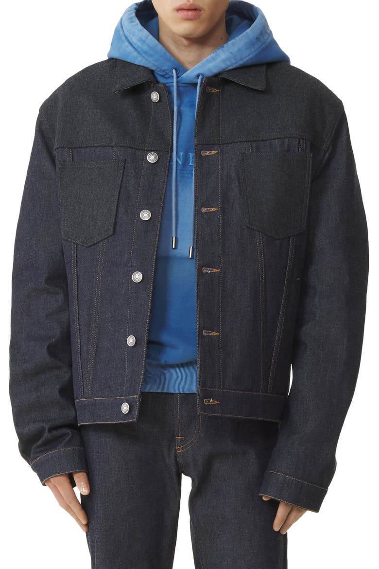 Classic Jacket In Denim And Wool Flannel, Alternate, color, Navy Blue