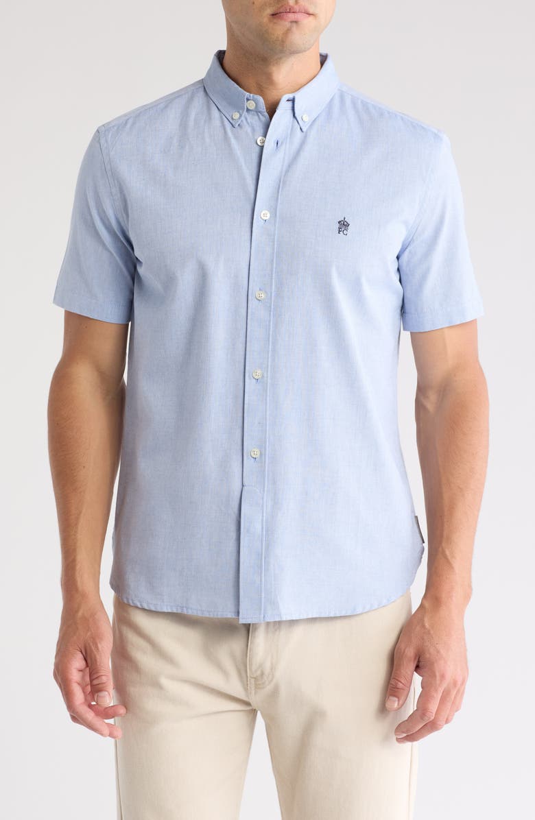 French Connection Cotton Oxford Short Sleeve Button-Up Shirt, Main, color,