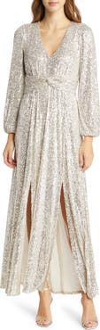 Pisarro Nights Sequin Long Sleeve A-Line Gown