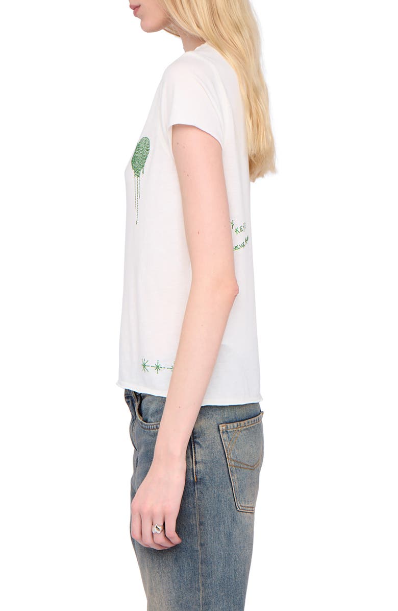 Zadig & Voltaire Tunisien Strass Heart Embellished Keyhole Cotton Graphic T-Shirt, Alternate, color, Judo