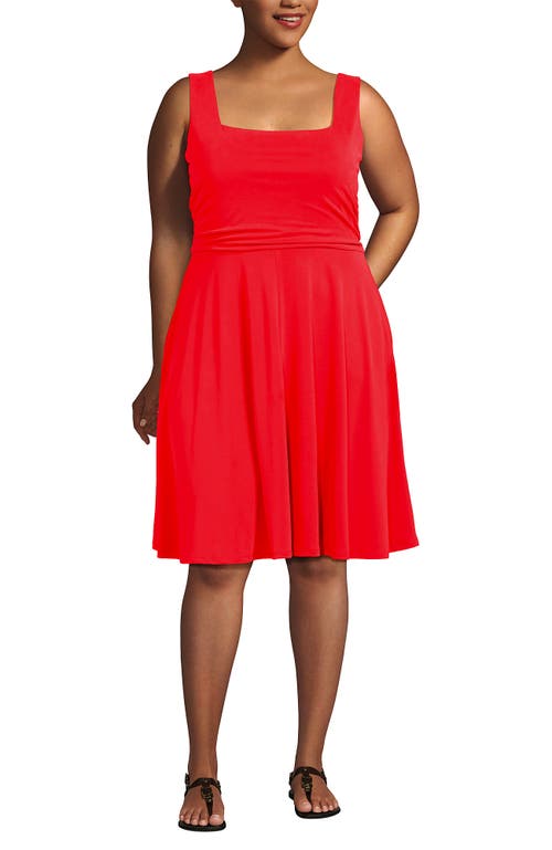 LANDS' END LANDS' END PLUS SIZE CUPRO FIT AND FLARE SLEEVELESS DRESS