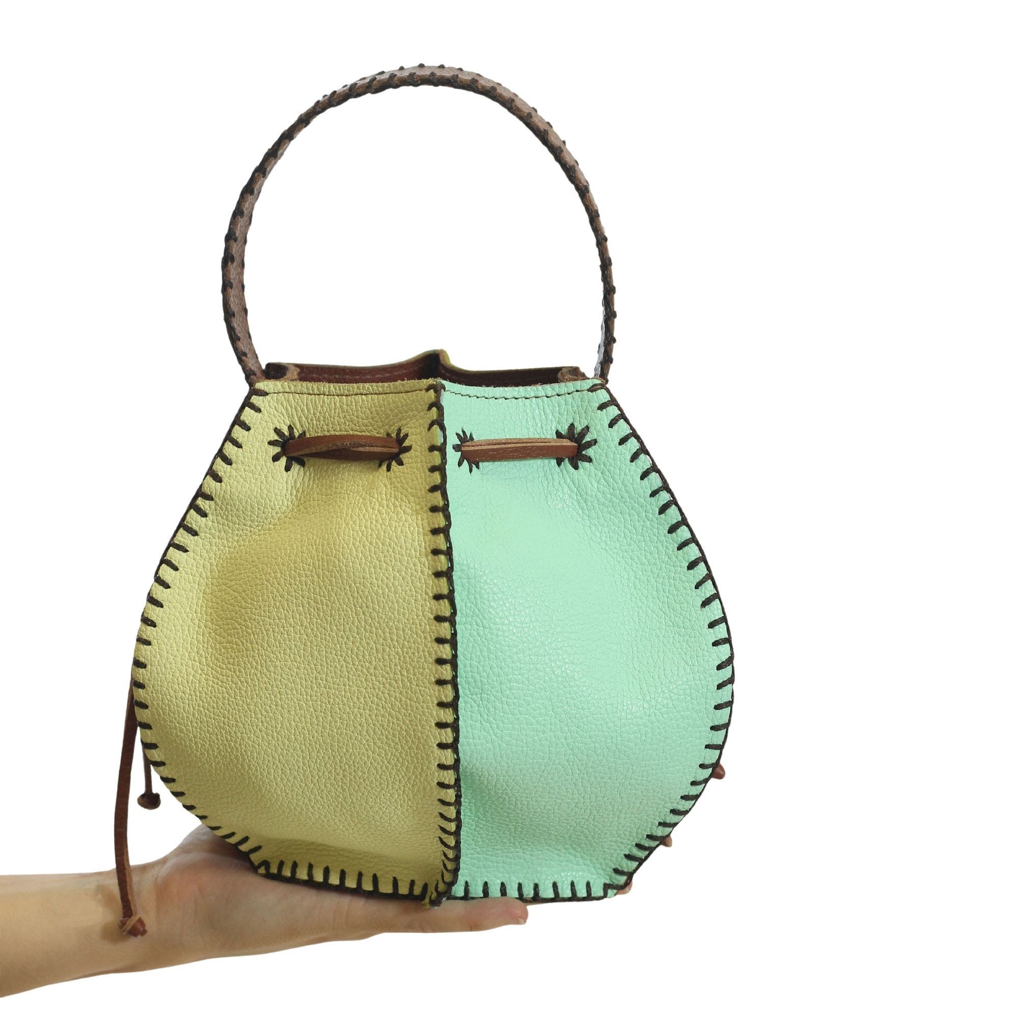 Tall Bucket Leather Bag, Alternate, color, Lemon Lime
