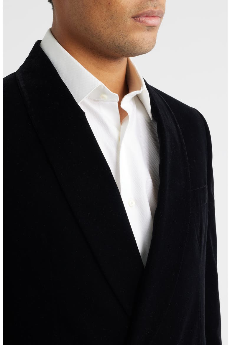 Ellis Double Breasted Black Super 130s Wool Blend Velvet Dinner Jacket, Alternate, color, BLACK