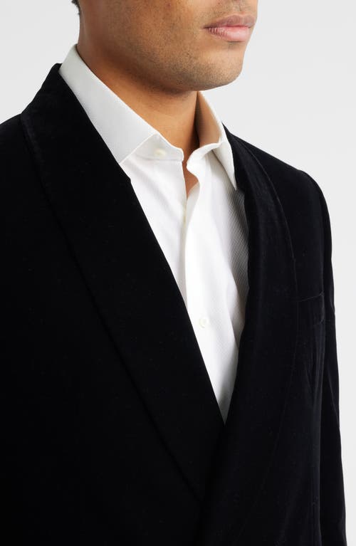 Jack Victor Ellis Double Breasted Black Super 130s Wool Blend Velvet Dinner Jacket In Black