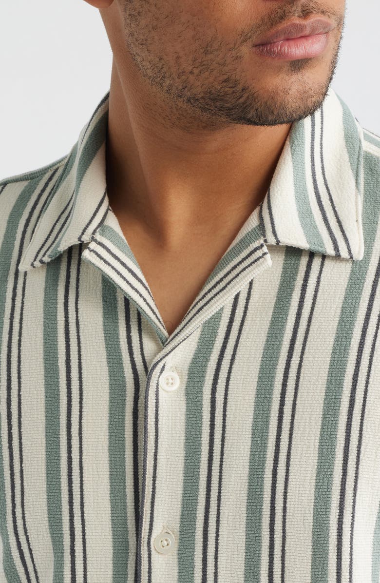 Madewell The Camp Shirt in Seaport Terry, Alternate, color, Stripe Frosted Cypress