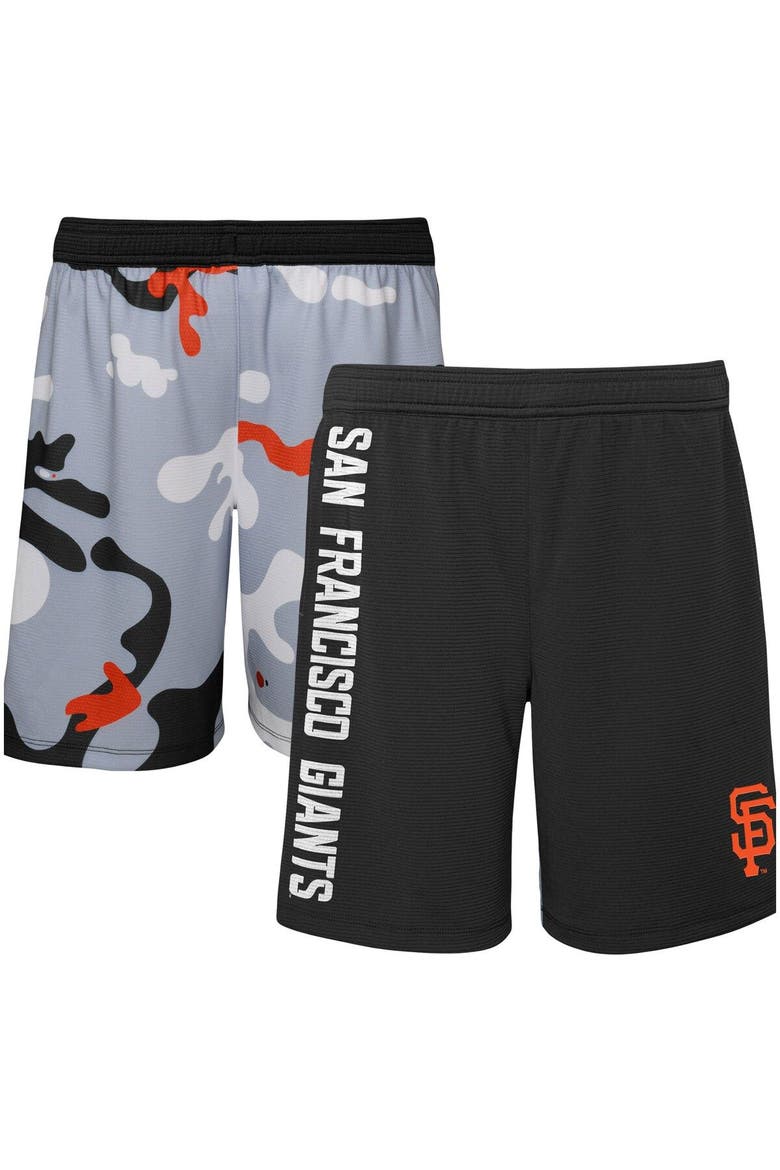 Youth Black San Francisco Giants Camo Newsies Active Shorts, Main, color, Black