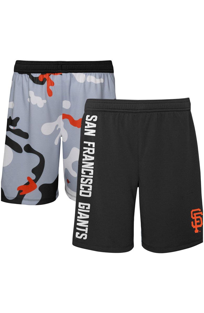 Outerstuff Youth Black San Francisco Giants Camo Newsies Active Shorts, Main, color, 
