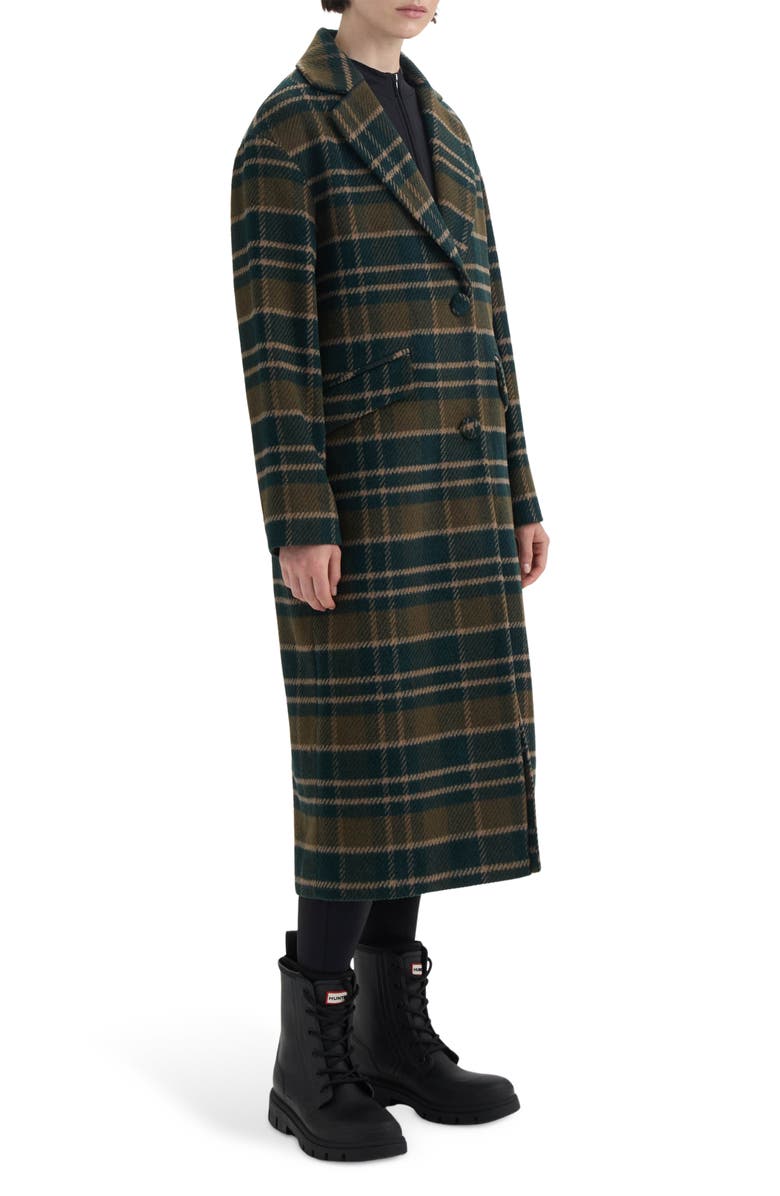 Hunter Carra Brushed Plaid Coat, Alternate, color, Hunter Plaid