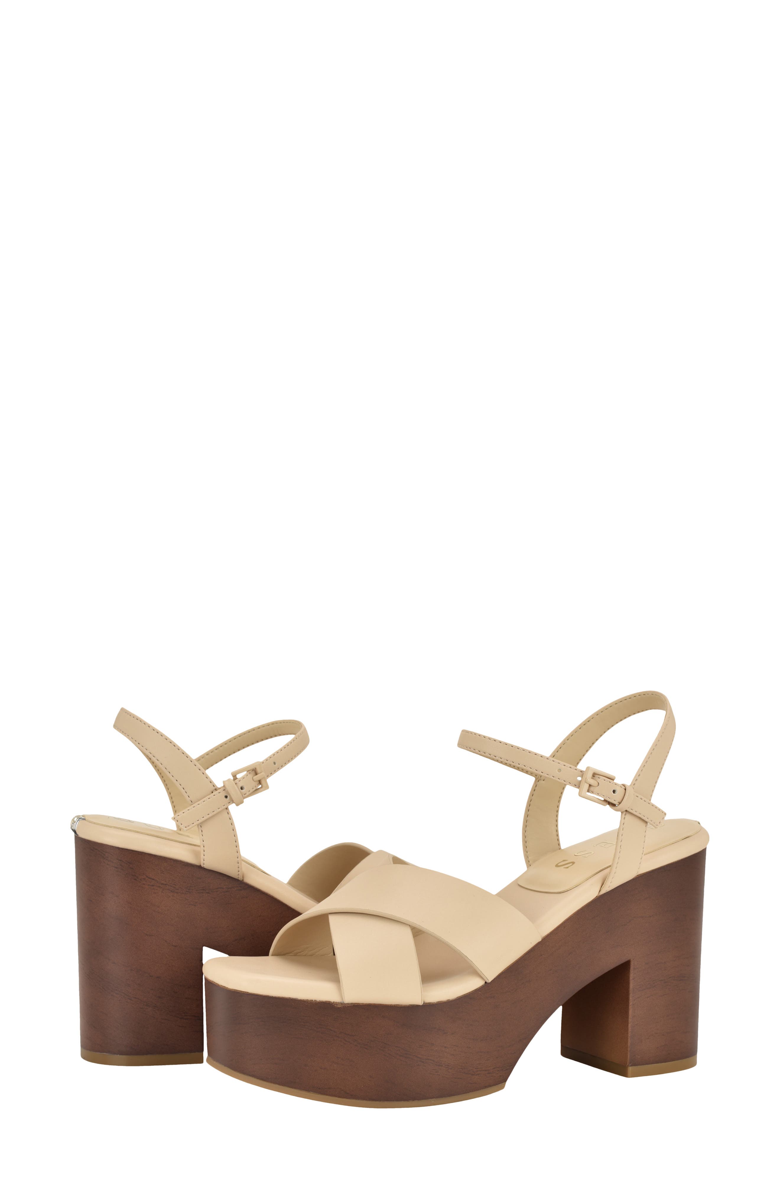 Qeelin Ankle Strap Platform Sandal, Alternate, color, IVORY