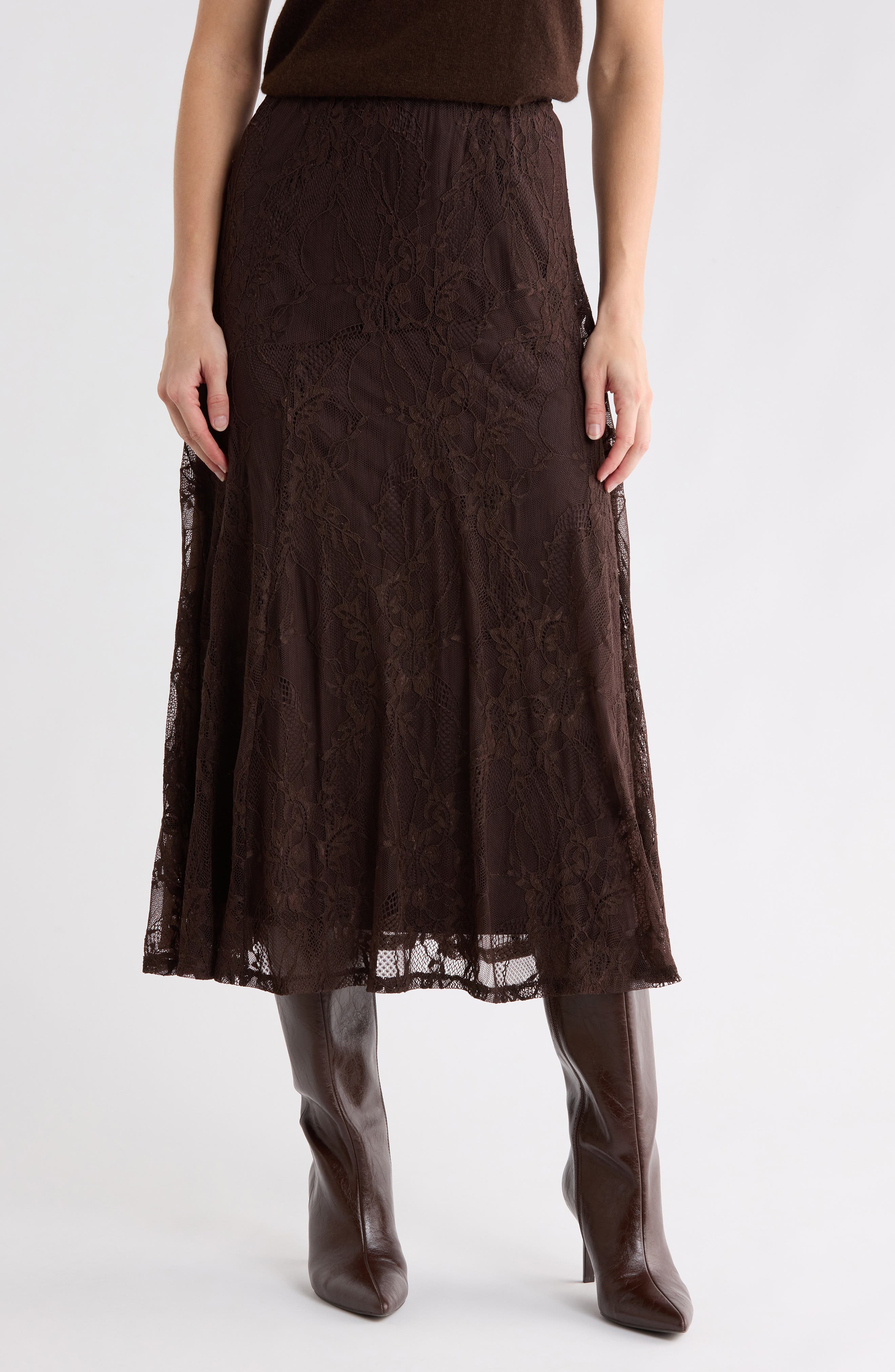 Knit Lace Midi Skirt