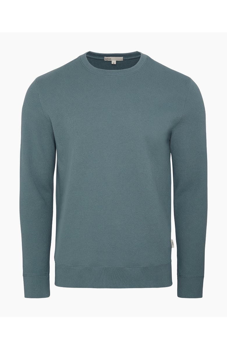 Onia Heavyweight Cotton Waffle Crewneck Sweatshirt, Alternate, color, Fern