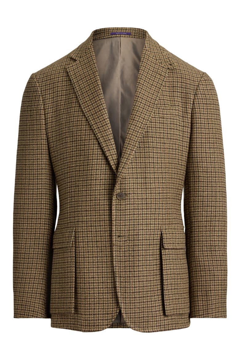 Kent Hand Tailored Houndstooth Check Linen & Wool Sport Coat, Alternate, color, SAGE/ BROWN MULTI