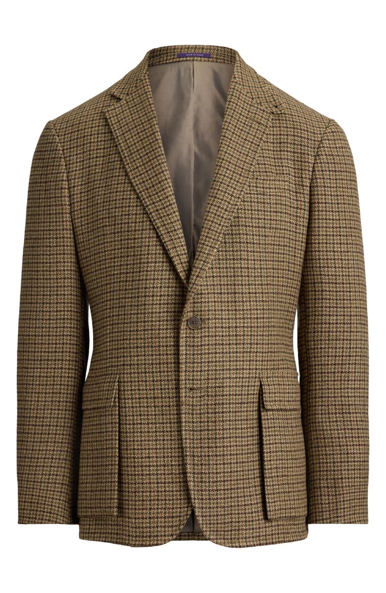 Ralph Lauren Purple Label Kent Hand Tailored Houndstooth Check Linen & Wool Sport Coat, Alternate, color, Sage/ Brown Multi