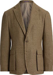 Ralph Lauren Purple Label Kent Hand Tailored Houndstooth Check Linen & Wool Sport Coat
