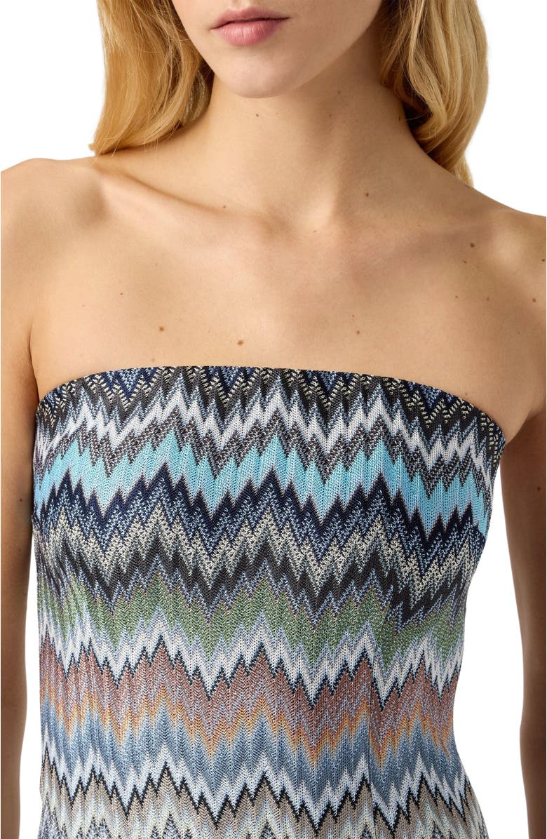 Missoni Mini Dress In Viscose Chevron Snake Motif, Alternate, color, Tan