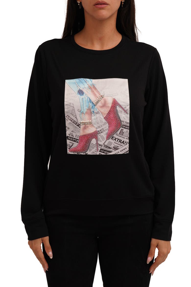 Red Shoes Sweatshirt, Main, color, BLACK