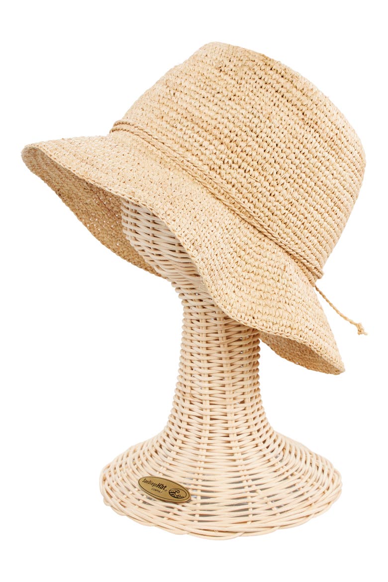 Crochet Raffia Bucket Hat, Main, color, NATURAL