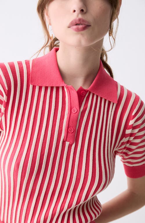 DELUC DELUC AMARENTA STRIPE POLO SWEATER 