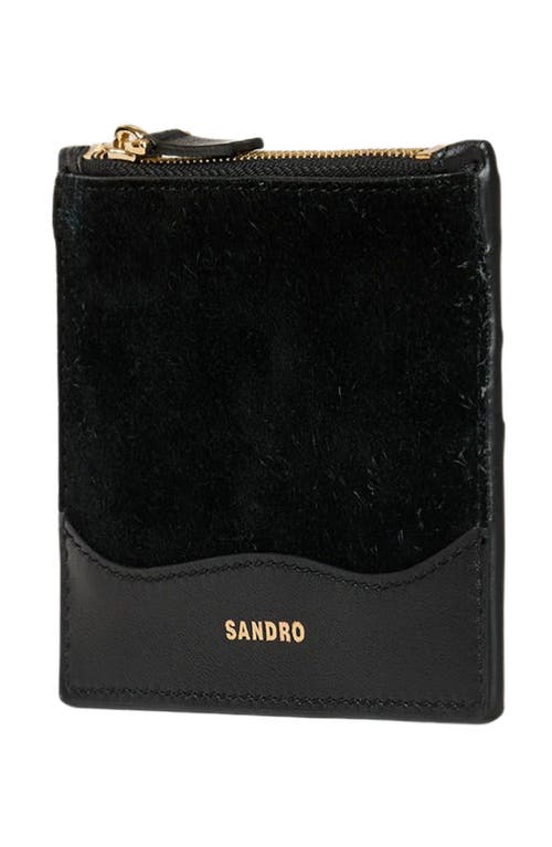 Sandro Leather Card Holder In Black
