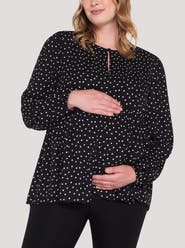MOTHERHOOD MATERNITY Long Sleeve Empire Waist Keyhole Woven Blouse