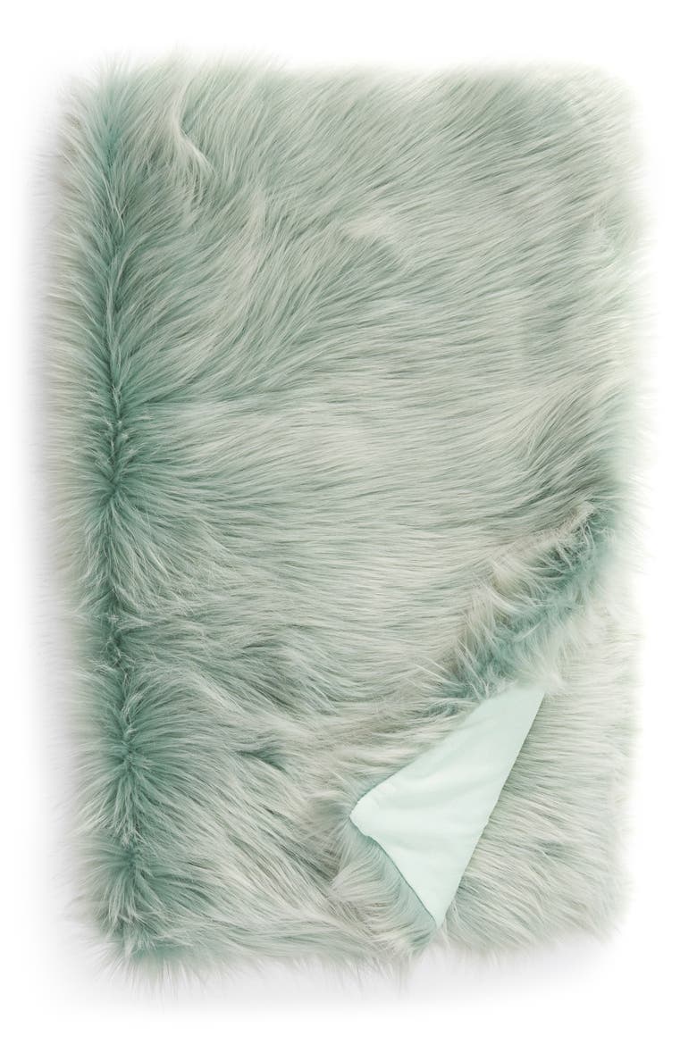 Faux Fur Throw, Main, color, TEAL STEAM