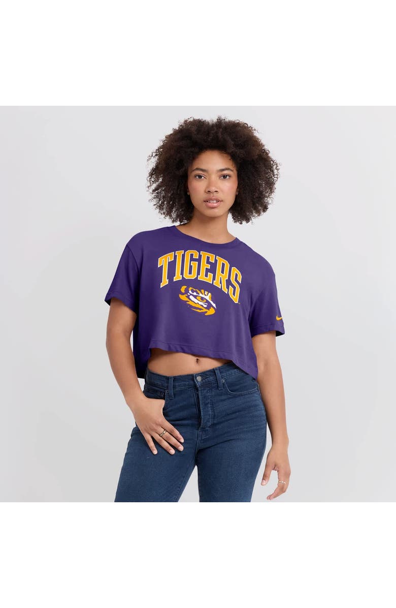 Nike Women's Nike Purple LSU Tigers Athletic Prep Arch Dri-FIT Cropped T-Shirt, Alternate, color, Purple