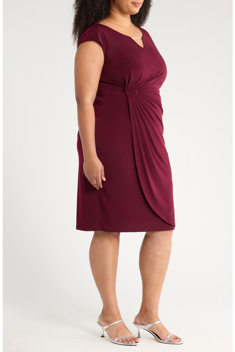Ruched Faux Wrap Cocktail Dress, Alternate, color, BORDEAUX