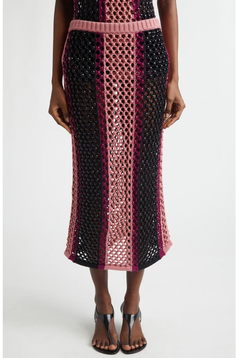 Stripe Spice Embellished Sweater Skirt, Main, color, GUAVA MULTI