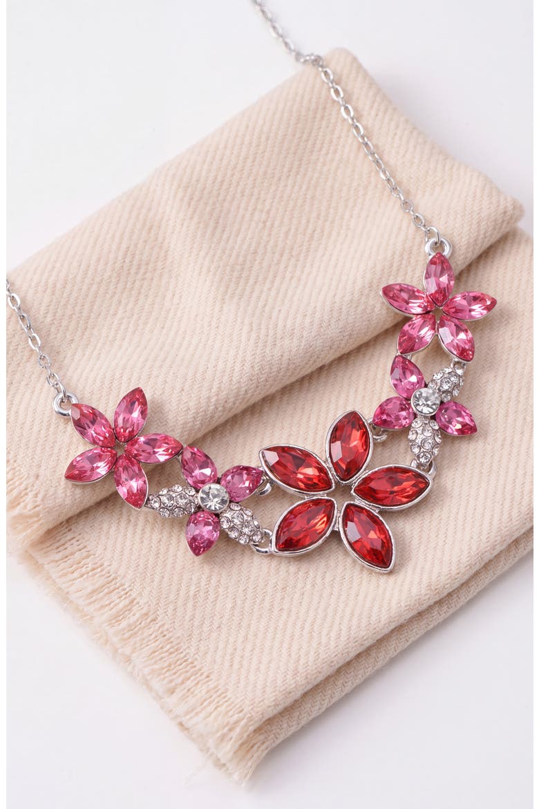 Floral Crystal Statement Necklace, Alternate, color, Fuchsia