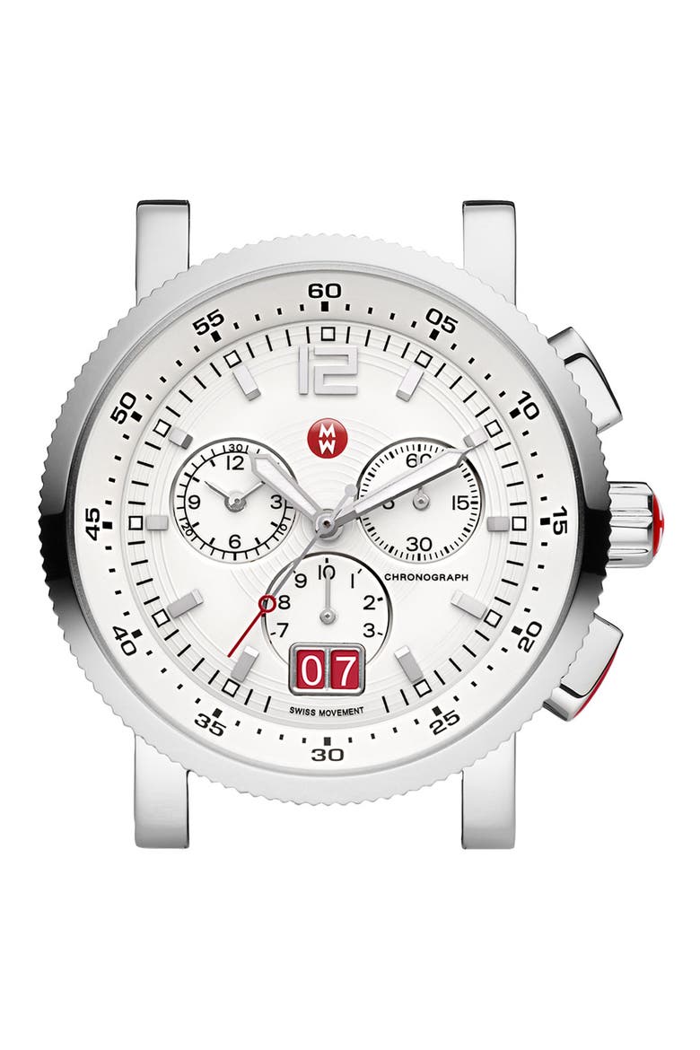 'Sport Sail - Large' Black Dial Watch Case, 42mm, Main, color, SILVER / WHITE