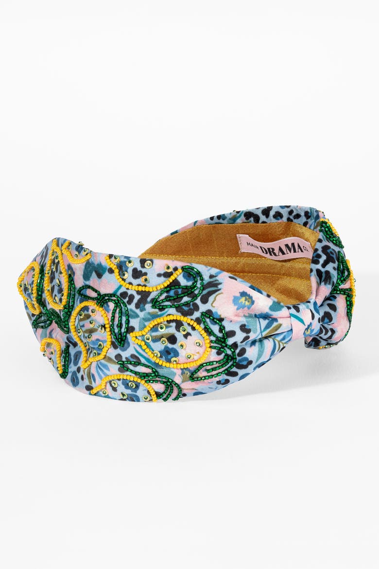 Limoncello Embellished Knotted Headband - Blue, Alternate, color, Blue