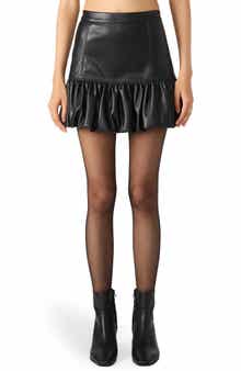 Steve Madden Annika Bubble Hem Faux Leather Miniskirt