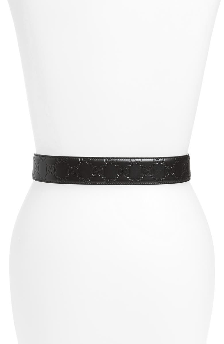 Gucci Embossed Leather Belt, Alternate, color,