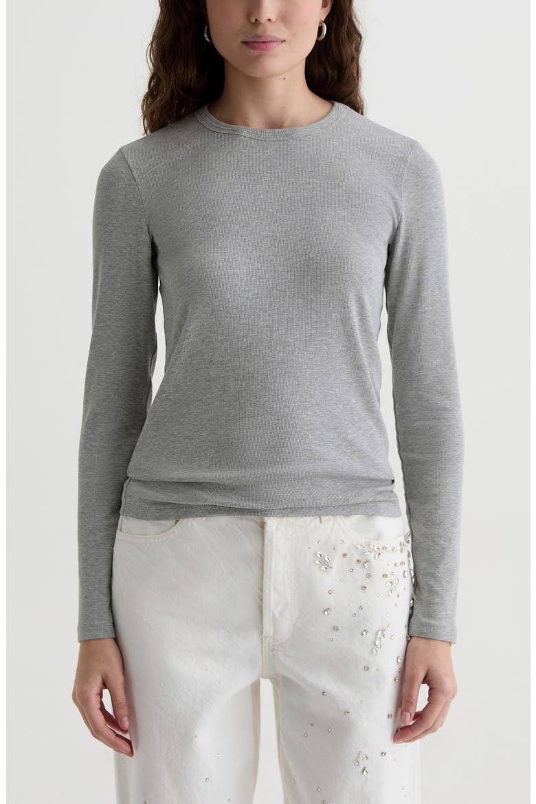 Julia Rib Long Sleeve Top, Main, color, HEATHER GREY