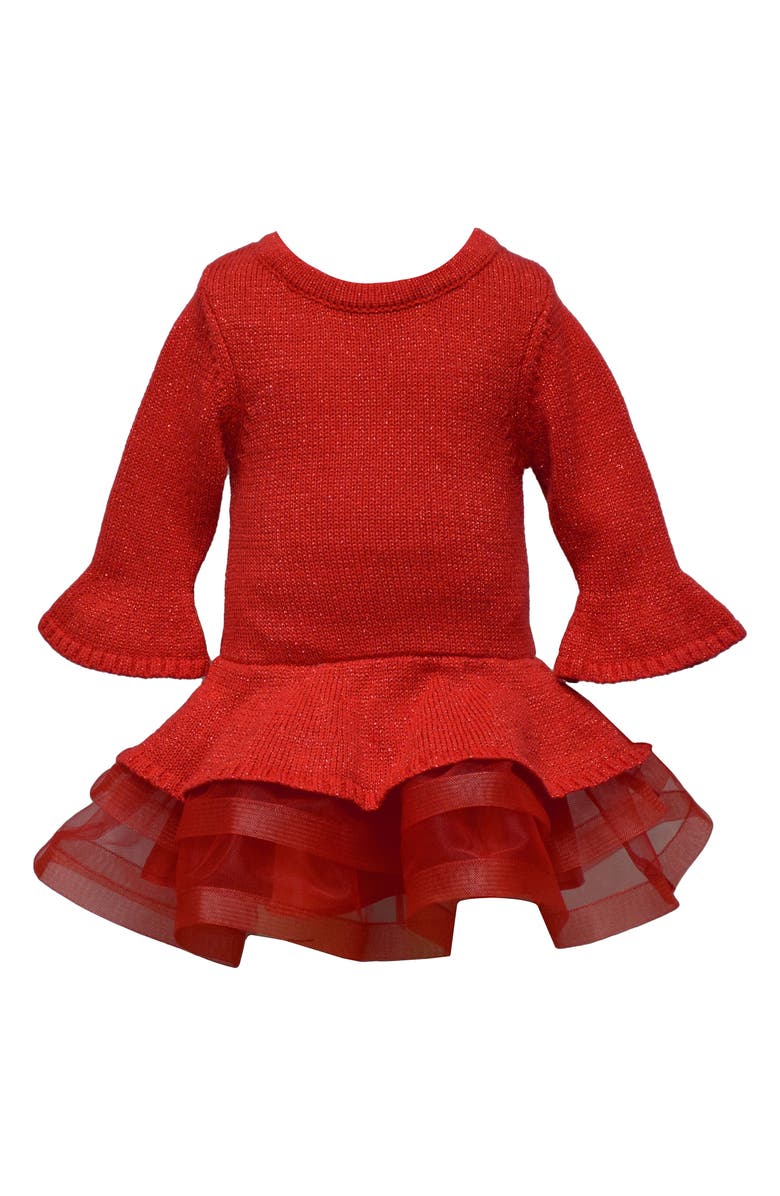 Iris & Ivy Tutu Sweater Dress, Main, color, Red