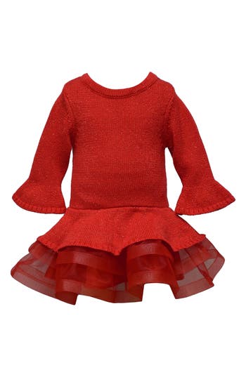 Iris & Ivy Tutu Sweater Dress In Red