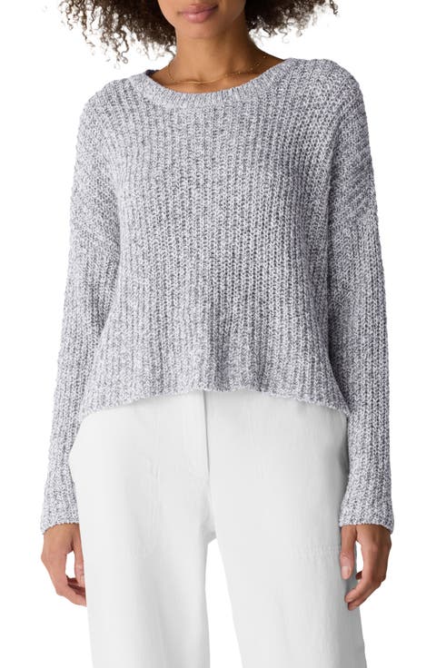 Eileen Fisher Crewneck Organic Cotton Blend Sweater (Regular & Petite)