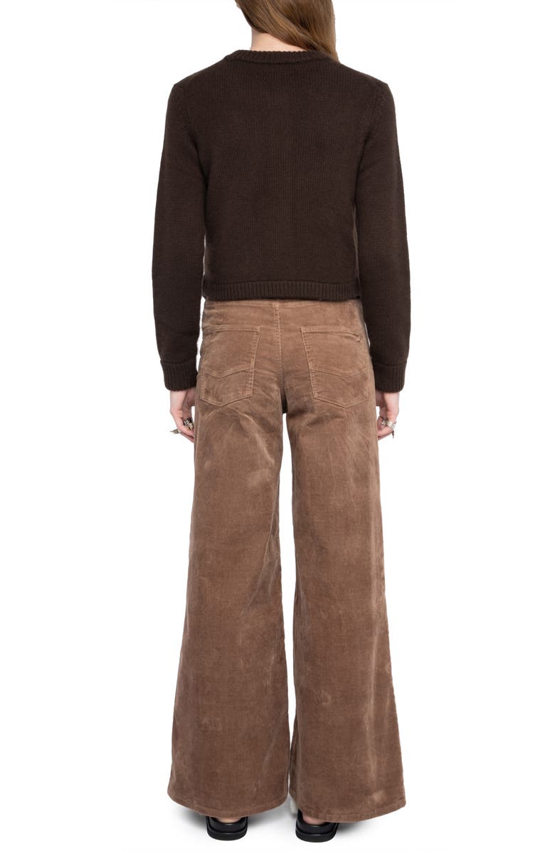 Zadig & Voltaire Westia Rhinestone Button Cashmere Cardigan, Alternate, color, Dark Chocolate