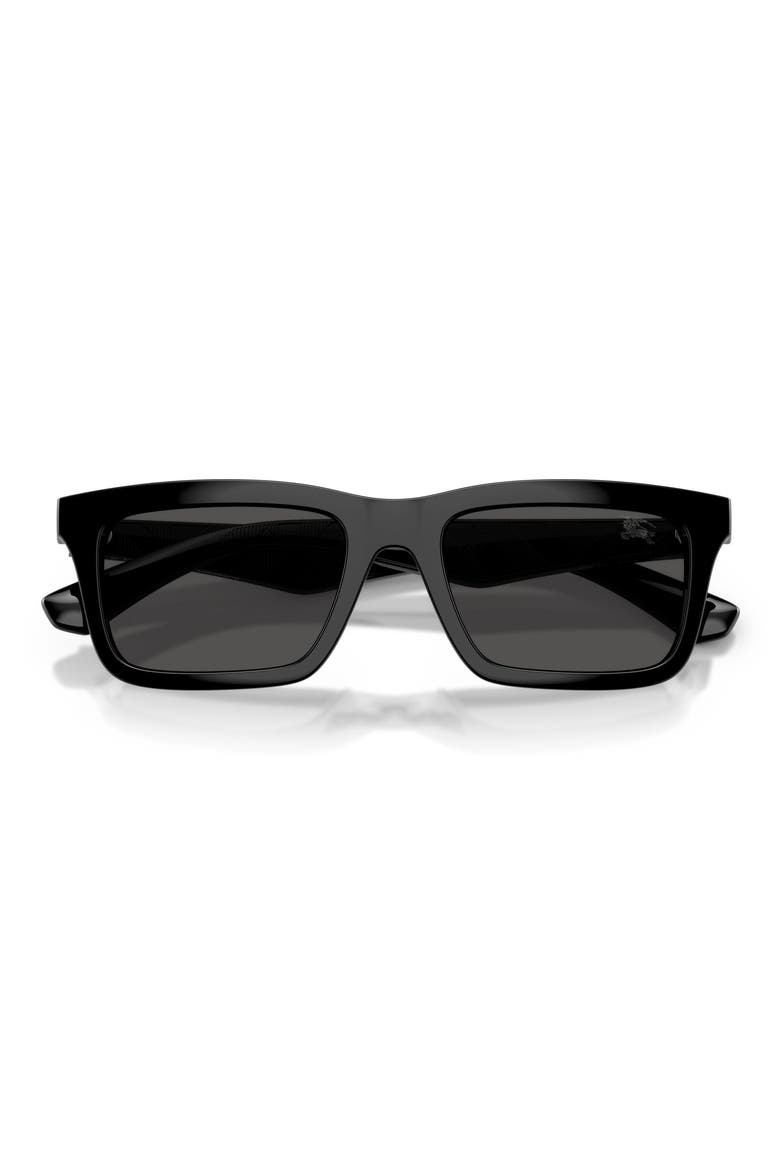 53mm Rectangular Sunglasses, Alternate, color, BLACK / DARK GREY