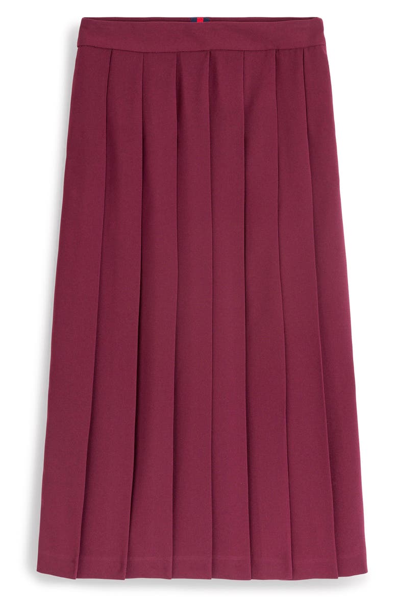 Pleated Side Split Midi Skirt, Alternate, color, DARK CHERRY