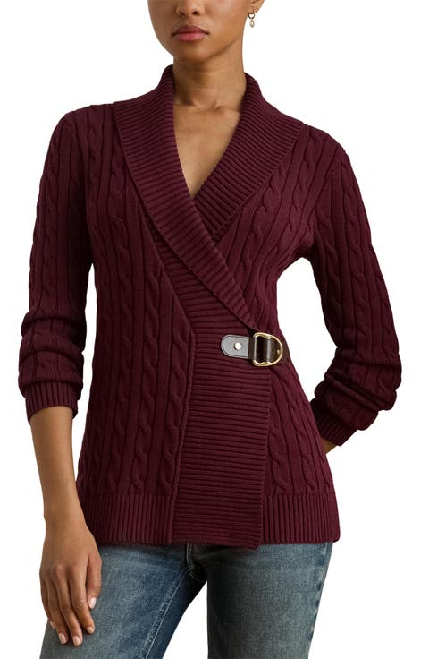 Cable Stitch Cotton Wrap Cardigan (Petite)