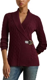 Lauren Ralph Lauren Cable Stitch Cotton Wrap Cardigan