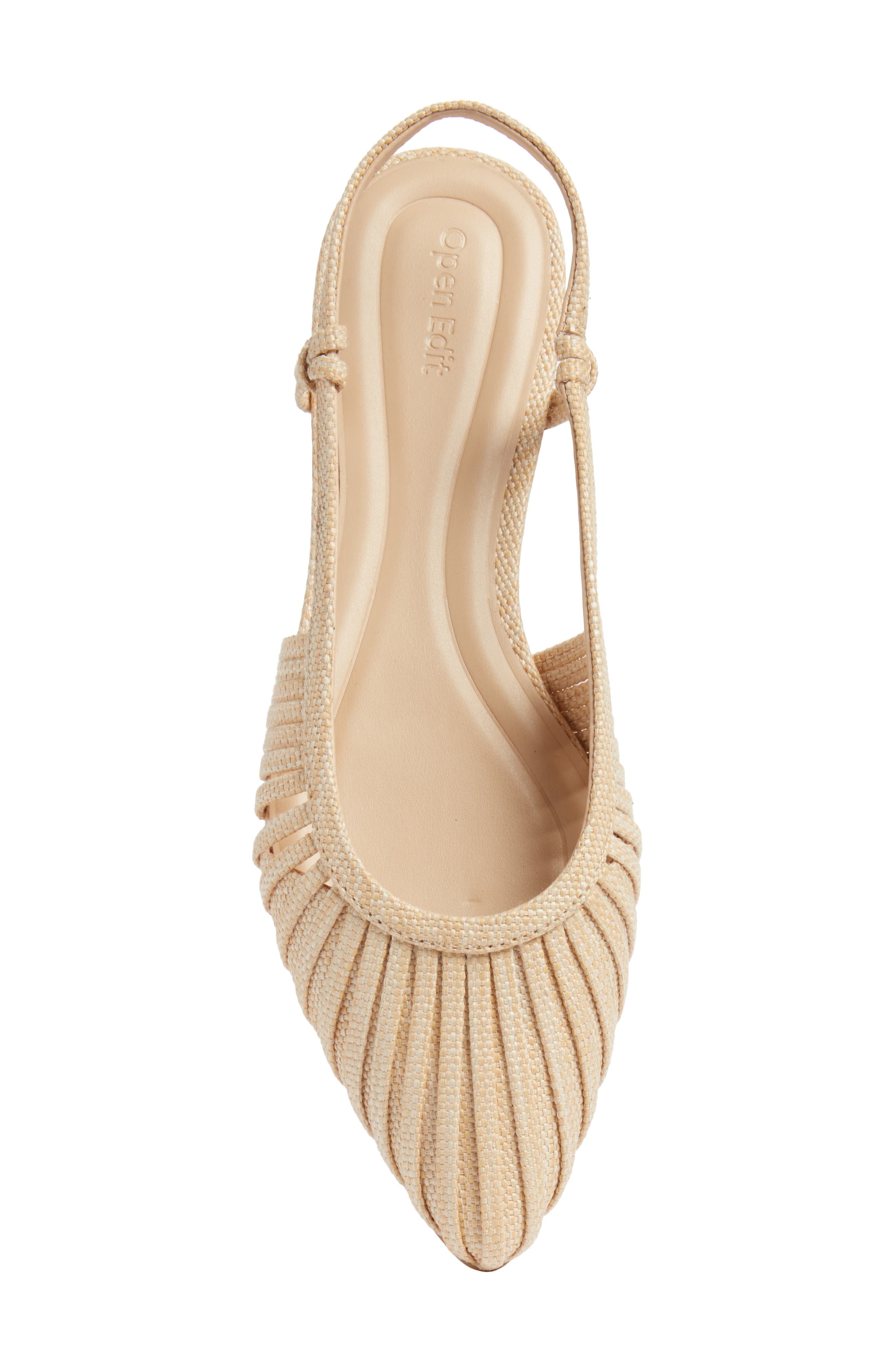 Open Edit Kaira Woven Slingback Flat, Alternate, color, Natural