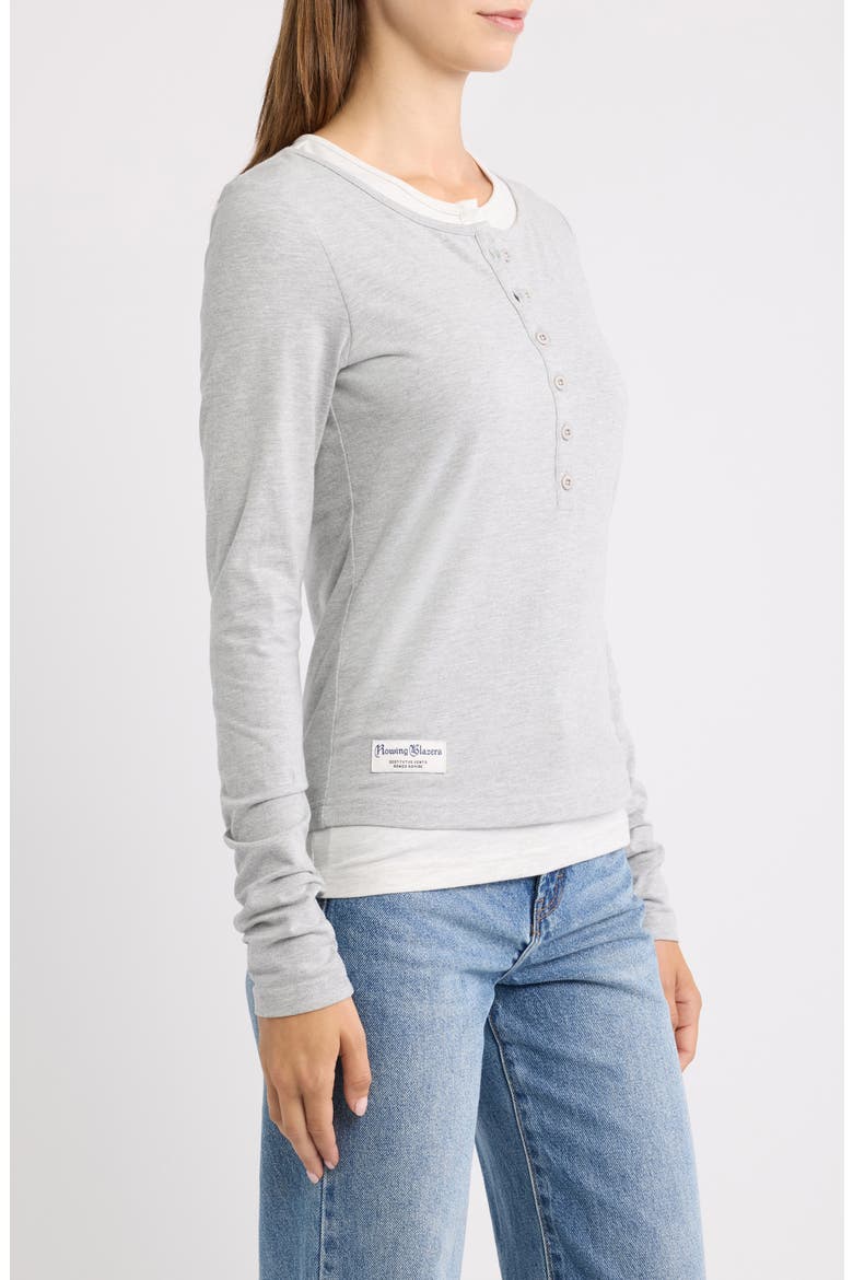 Layered Henley T-Shirt, Alternate, color, GREY