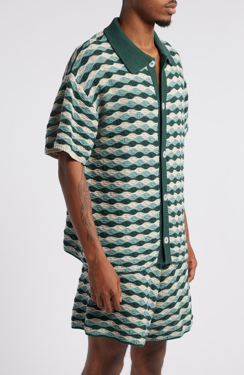 DIET STARTS MONDAY Beach Wave Open Stitch Polo Sweater, Alternate, color, 