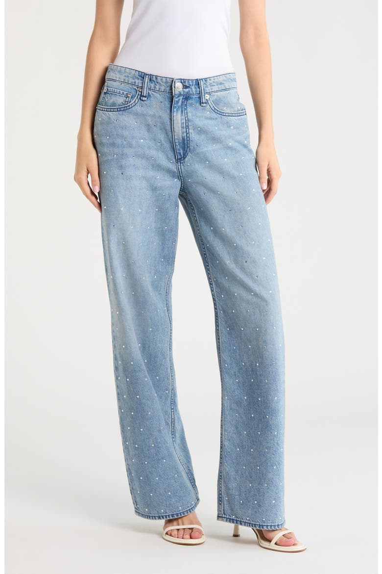 Logan High Waist Rhinestone Detail Wide Leg Jeans, Main, color, MARGO JEWEL