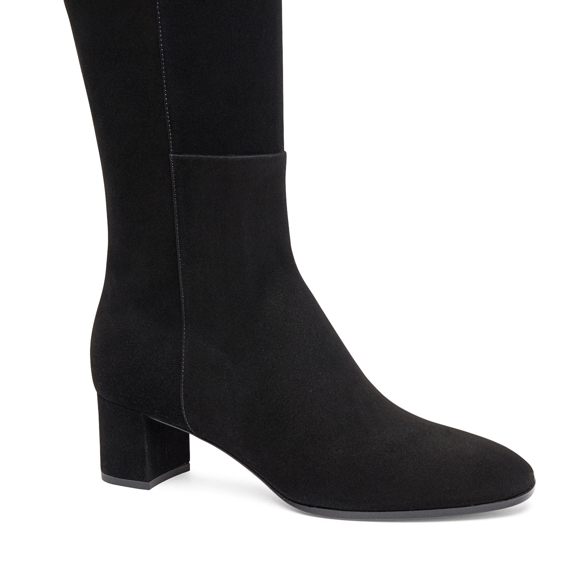 Santoni Suede Low-Heel Boot, Alternate, color, Black
