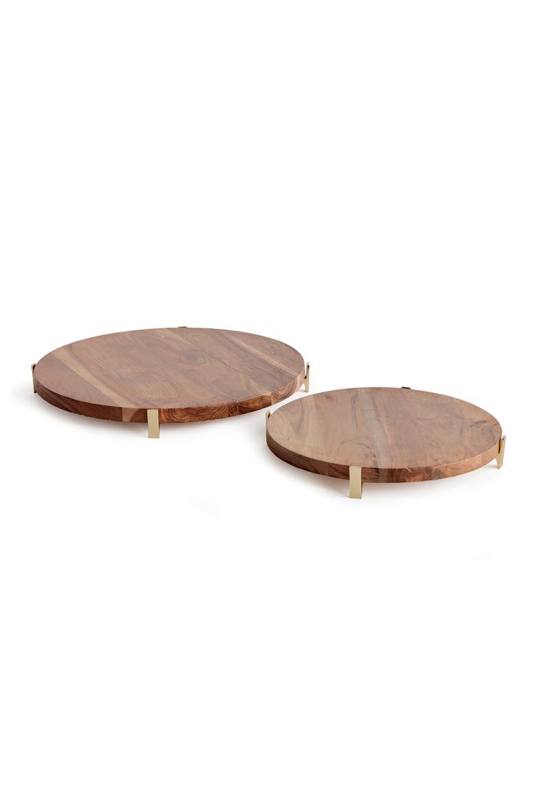 Cherie Round Stand Serving Boards Set of 2, Main, color, Brown