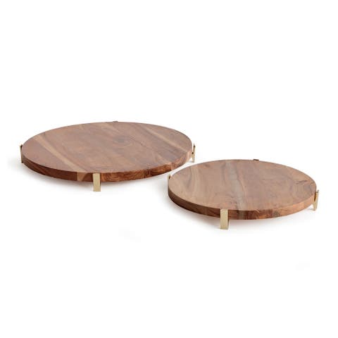 Cherie Round Stand Serving Boards Set of 2