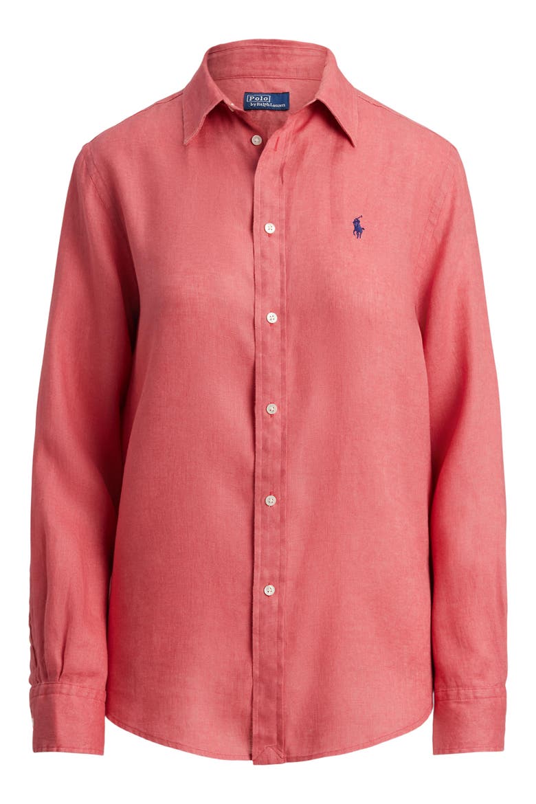 Classic Fit Linen Button-Up Shirt, Alternate, color, ADIRONDACK BERRY